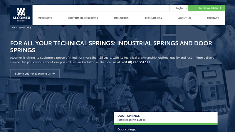 Alcomex | For all your technical springs - industrial springs and door springs