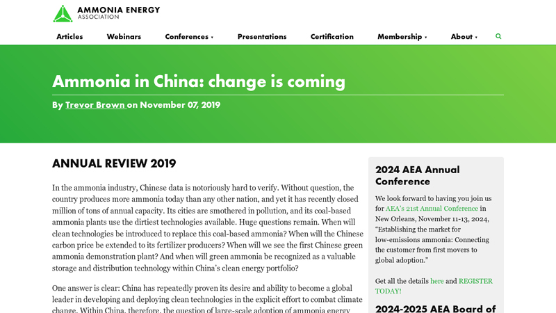 Image of Ammonia in China: change is coming