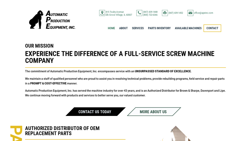 Home | A.P.E., Inc. | A Full Service Screw Machine Company