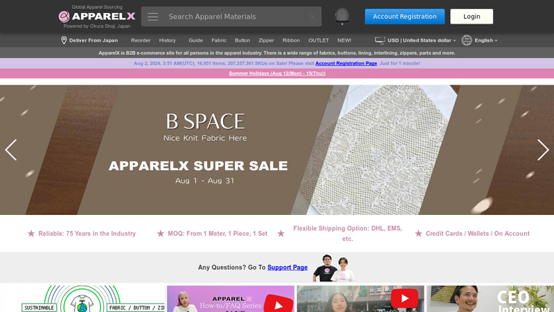 ApparelX - Global B2B Apparel Wholesale Site (Fabric, Zipper, Button, Lining, etc.)