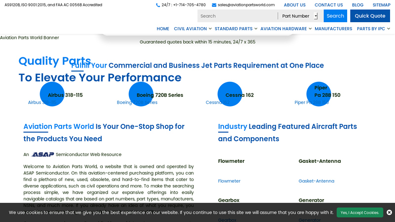 Quality Components for Civil Aerospace | Various Aircraft Models Parts
