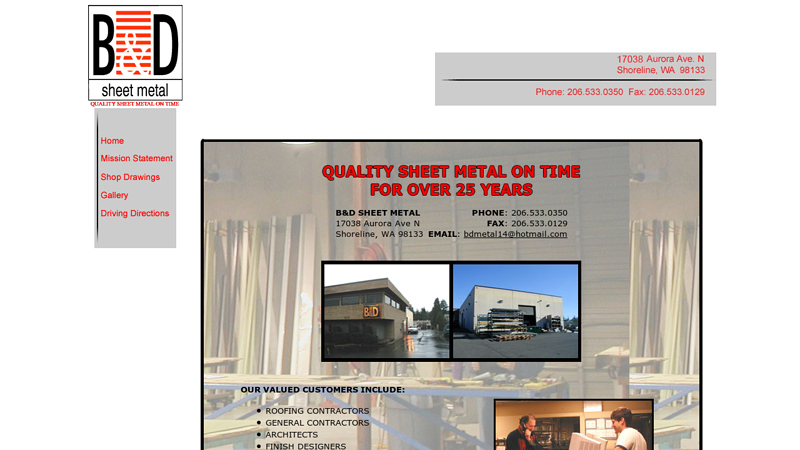 B & D Sheet Metal - Sheet Metal Fabrications ??? Seattle,WA - 206-533-0350