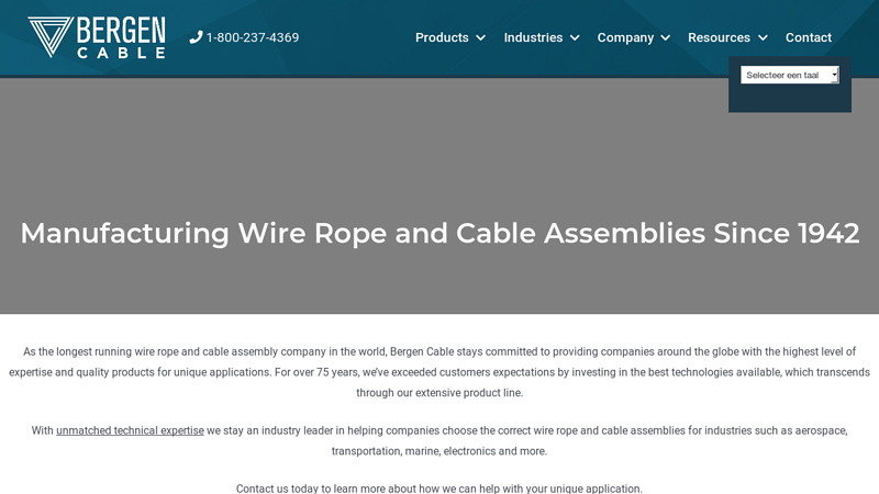 Bergen Cable Technology | Wire Rope & Cable Assemblies