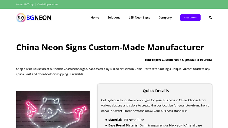 Image of China Neon Signs Custom Made Manufacturer