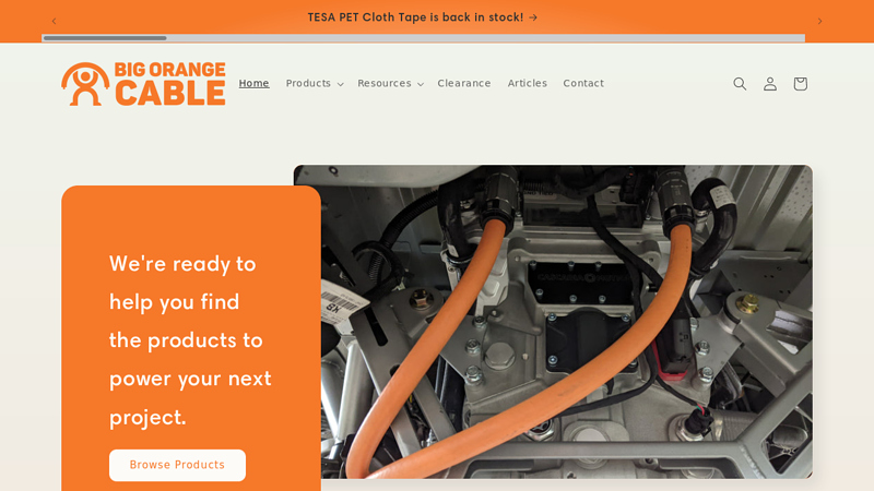 Big Orange Cable - custom-length power cables for your EV projects