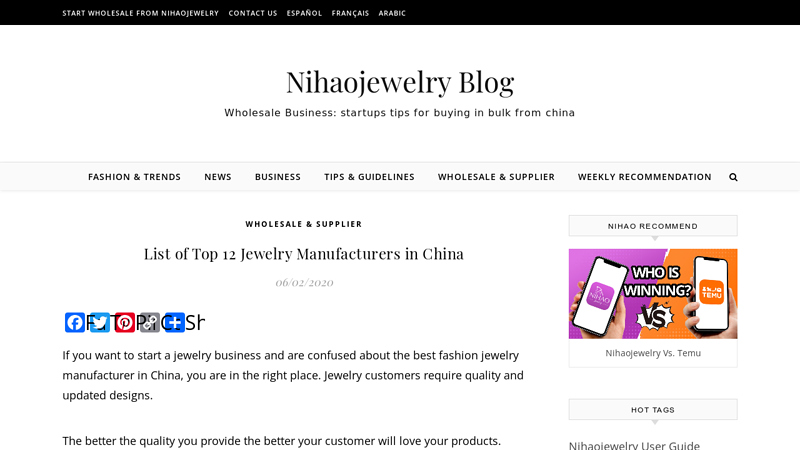 Image of Top 12 List of Jewelry Manufacturers in China