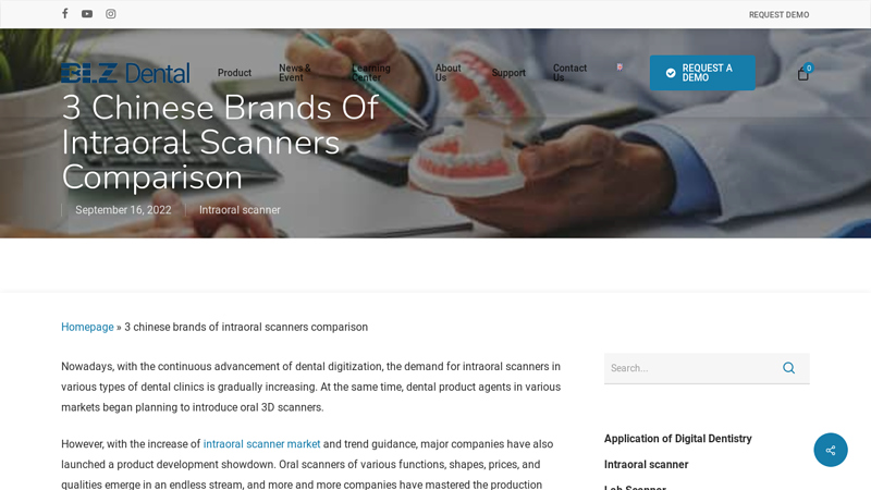 Image of 3 chinese brands of intraoral scanners comparison