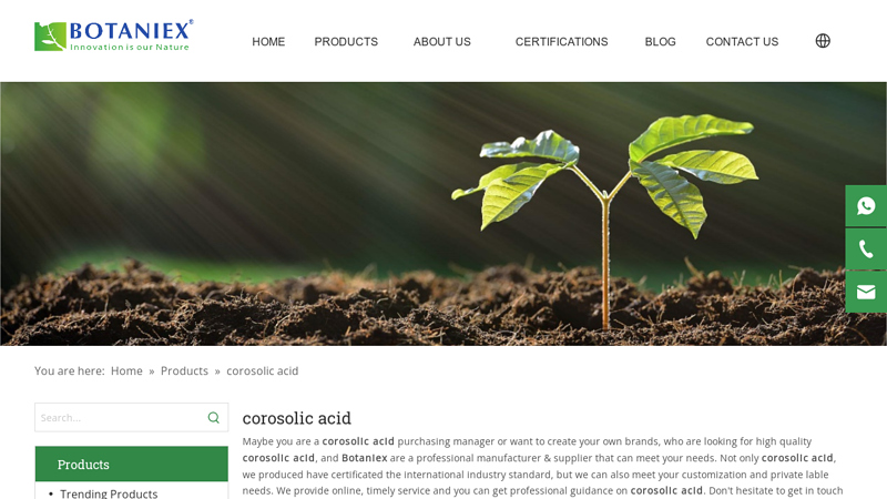 Image of China corosolic acid manufacturers, suppliers and manufacturing company ...