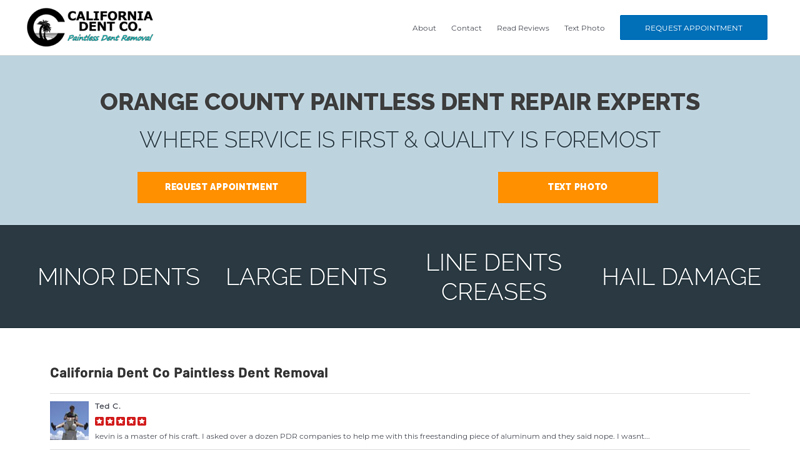 California Dent Co. Paintless Dent Removal. - Orange County Dent Removal