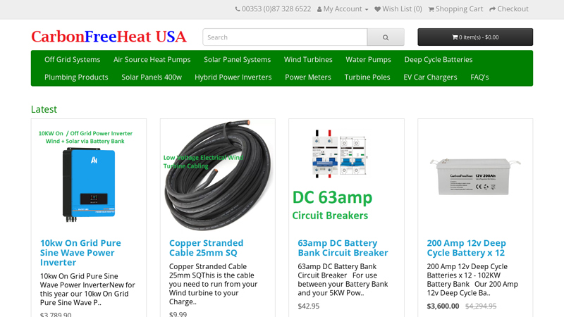 CarbonFreeHeat USA - Air Source Heat Pumps, Wind Turbines and Solar Systems at Discount Prices