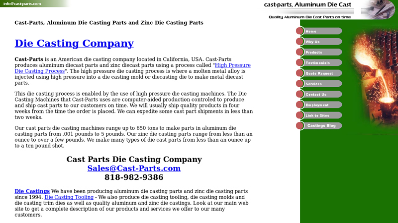 Cast-Parts Die Casting Company, Aluminum Die Casting Parts and Zinc Die Casting Parts
