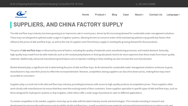 Image of Ebb and Flow Trays Comprehensive Analysis of Price, Suppliers, and ...