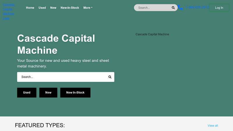 Cascade Capital Machine | Angle Bending Rolls - Horizontal Band Saws - Plasma Cutters Equipment