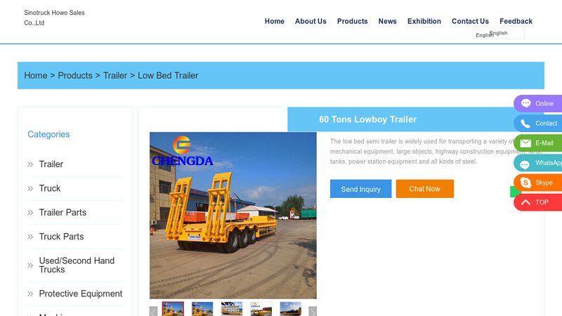 Image of China 60 Tons Lowboy Trailer Manufacturers and Factory