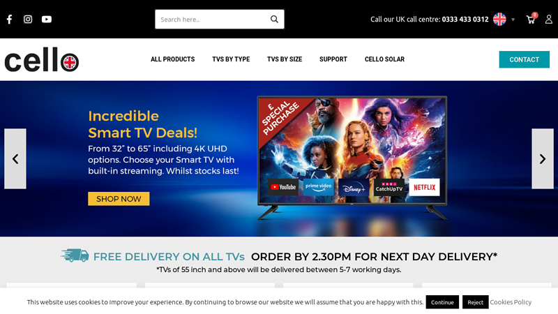 LED TV Manufacturer | British Made TVs | Cello Electronics