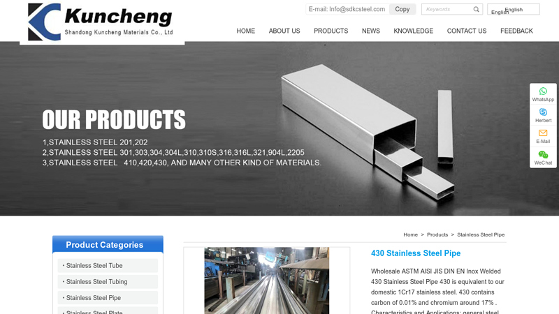 Image of China 430 Stainless Steel Pipe Manufacturers Suppliers