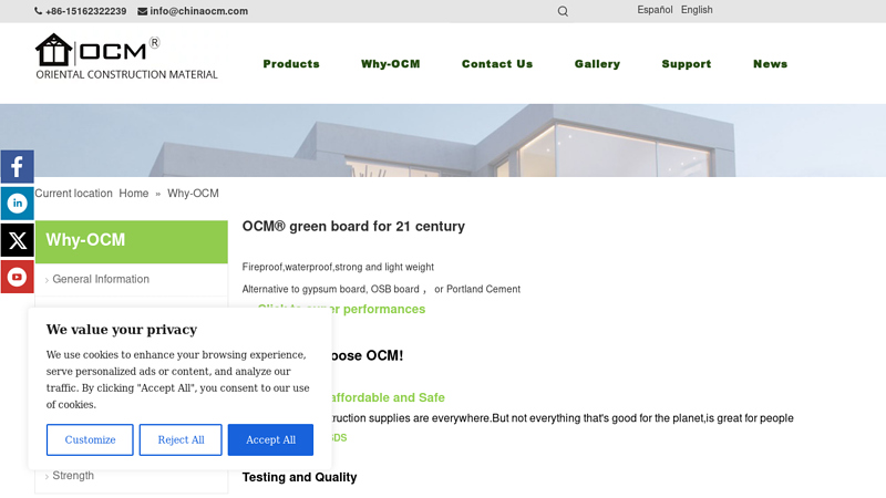 Image of Mgo fireproof board-The green board for 21 century -OCM庐