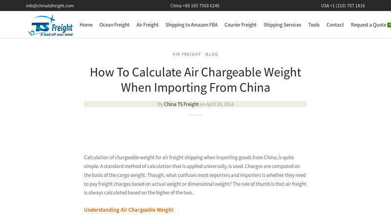 Image of How To Calculate Air Chargeable Weight When Importing From China