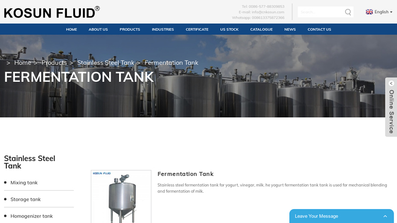 Image of Fermentation tank Manufacturers