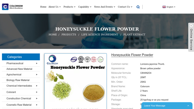 Image of China Honeysuckle Flower Powder Manufacturer and Supplier | COLORKEM