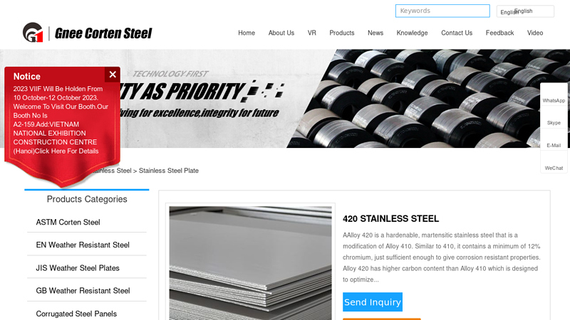 Image of China 420 STAINLESS STEEL Manufacturers, Suppliers