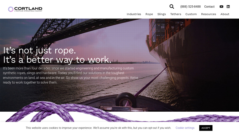 Cortland - Custom synthetic fiber ropes, lifting slings, tethers & strength members