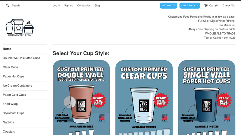 Custom Printed Paper Cups, Beer Cups, Coffee Cups 567-694-8225