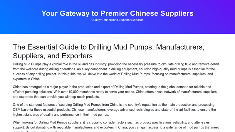 Image of The Essential Guide to Drilling Mud Pumps: Manufacturers, Suppliers ...