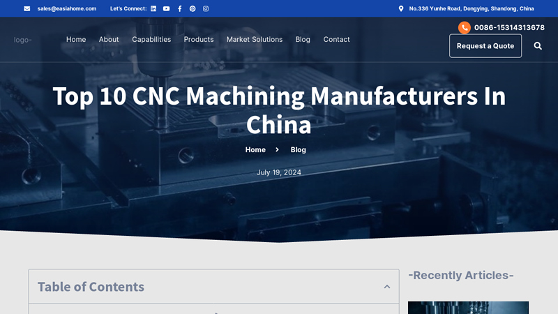 Image of Top 10 CNC Machining Manufacturers in China