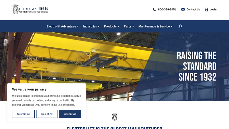 Worm Drive Wire Rope Hoists - Custom Engineered Hoists - Electrolift
