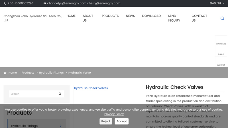 Image of China Hydraulic Check Valves Supplier, Manufacturer