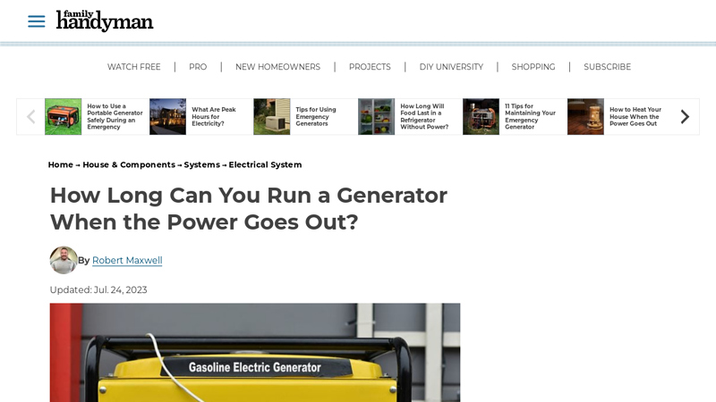 Image of How Long Can You Run a Generator? | The Family Handyman
