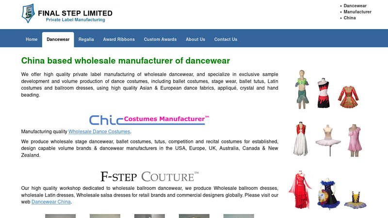 Image of China based wholesale manufacturer of dancewear