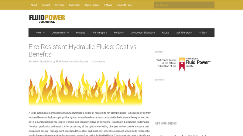 Image of Fire-Resistant Hydraulic Fluids: Cost vs. Benefits