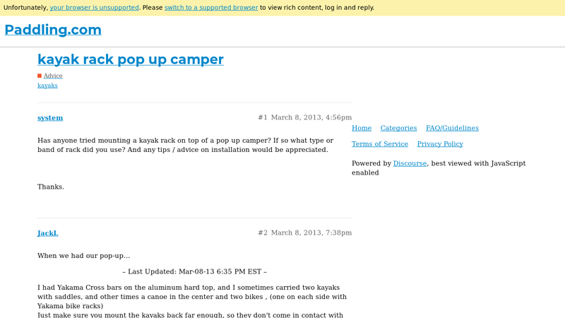 Image of kayak rack pop up camper