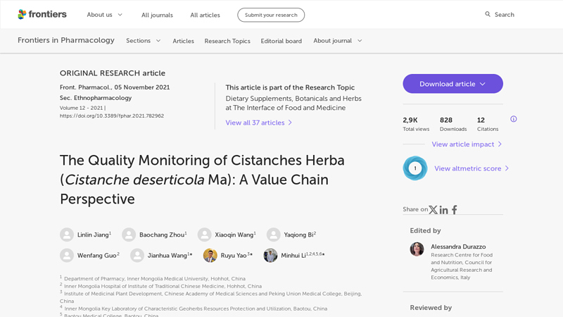 Image of Frontiers | The Quality Monitoring of Cistanches Herba (Cistanche ...