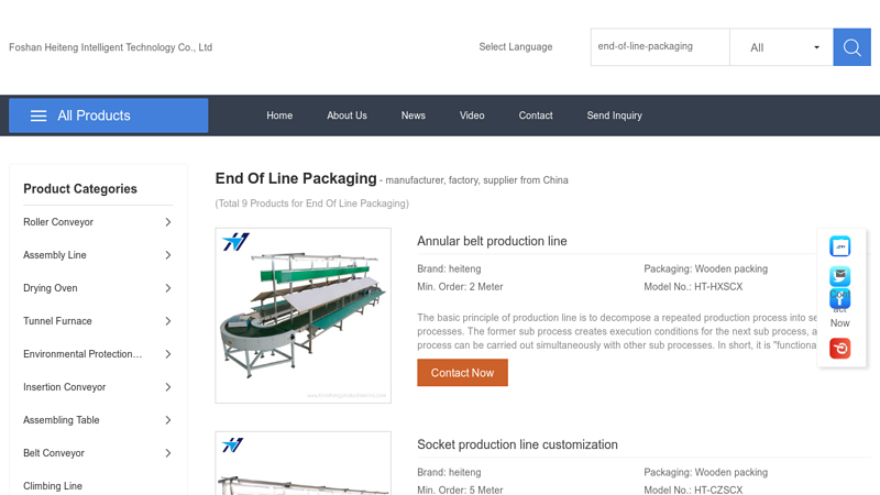 Image of End Of Line Packaging Manufacturers and Suppliers in China