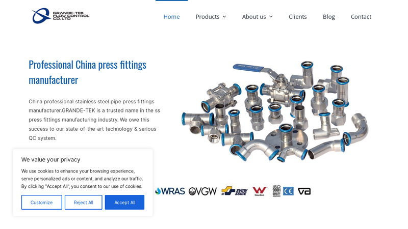 China Leading Stainless Steel Press Fittings Manufacturer - Grande