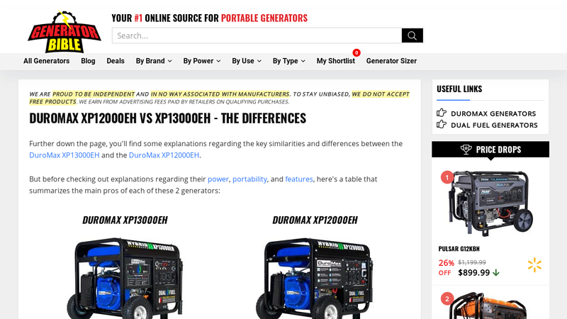 Image of DuroMax XP13000EH VS XP12000EH