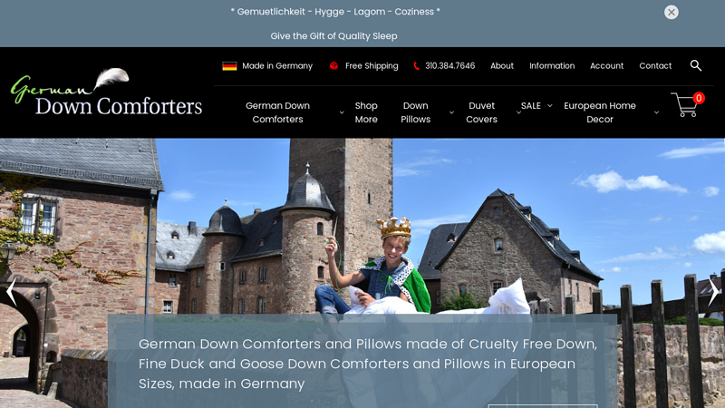 German Down Comforters in the US, cruelty free down, pillows, oeko tex certificate. Matching duvet covers in 135x200cm. Goose down comforters made in Germany from cruelty free harvested down.