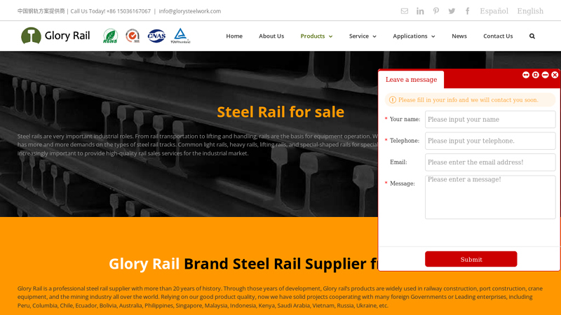 Image of China Steel Rail Supplier Flat Bar Rail Manufacturer- Glory Rail