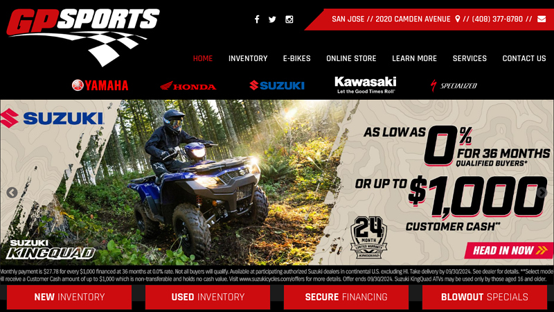 GP Sports: Motorcycle, ATV & PWC Dealer in San Jose CA