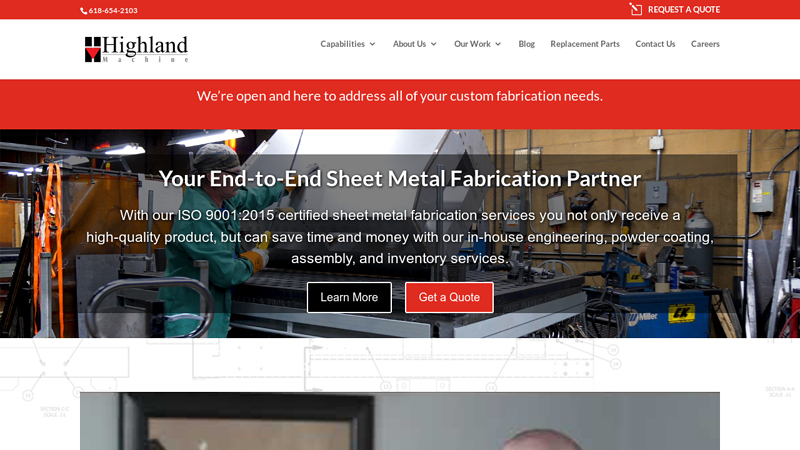 Sheet Metal Fabrication Machines Highland, Illinois | Precision Machining, Inventory System & Powder Coating Service - Highland Machine