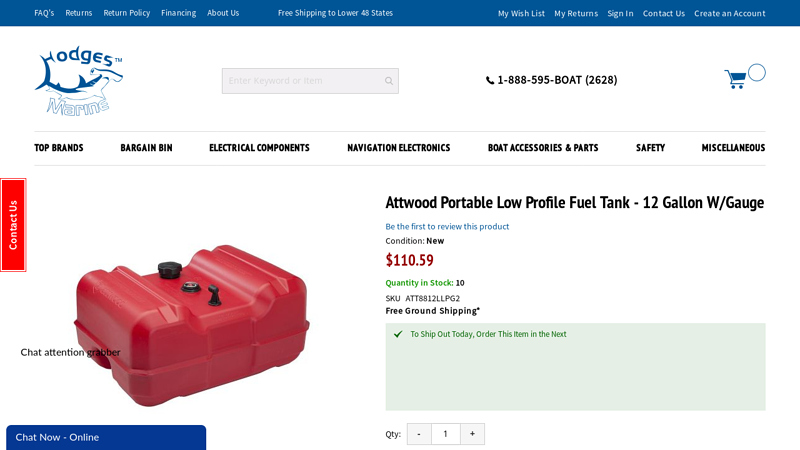 Image of Attwood Portable Low Profile Fuel Tank