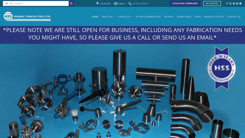 Hygienic Stainless steels Ltd | Serving the hygienic process industries