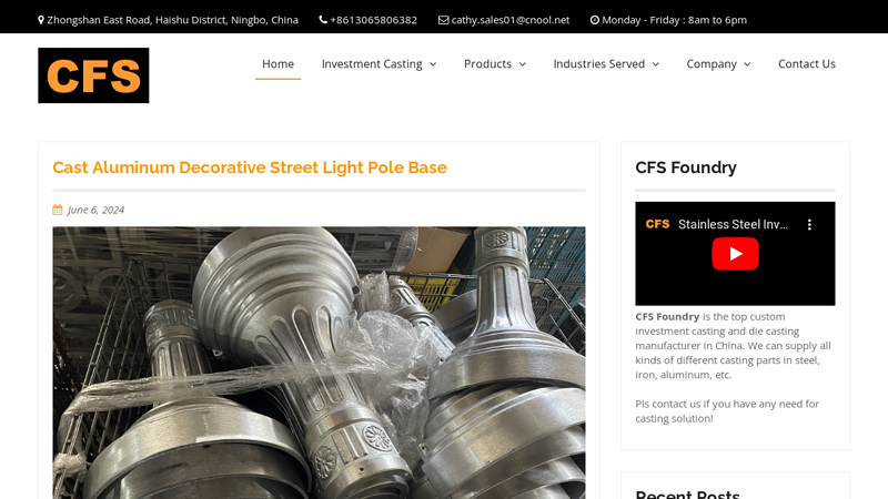 Investment Casting & Die Casting Company | CFS Foundry