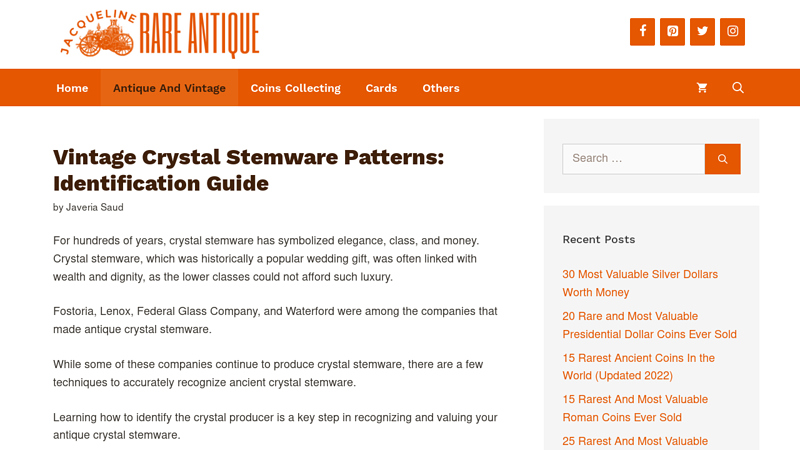 Image of Vintage Crystal Stemware Patterns: Identification Guide