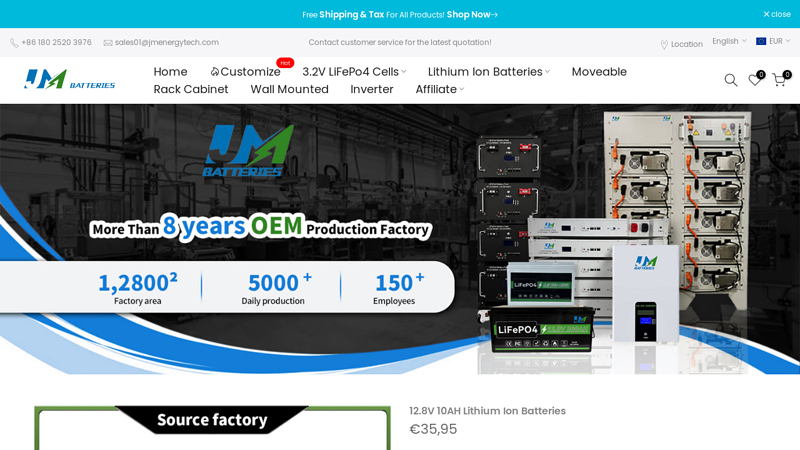 LiFePo4 Li ion Rechargeable battery pack manufacturer supplier - JM C JMBatteries