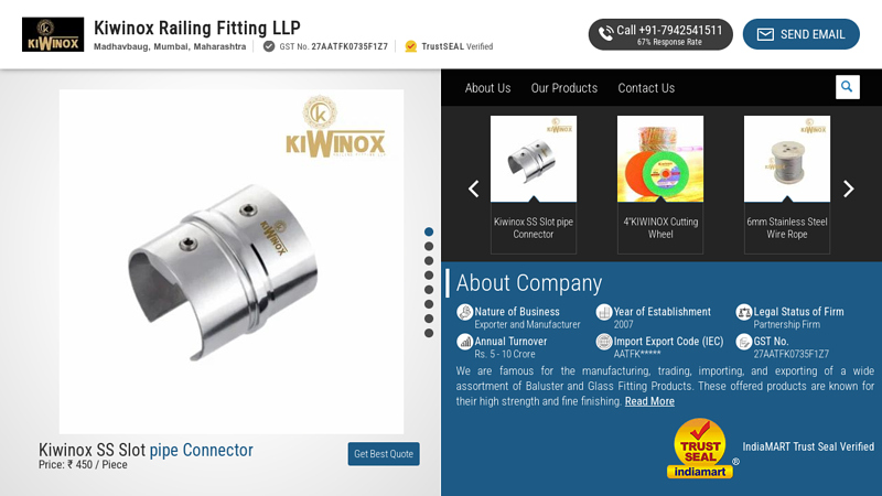 Kiwinox Railing Fitting LLP, Mumbai - Manufacturer of SS Imported Railing Master Pillar and Stainless Steel Railing Design Ball