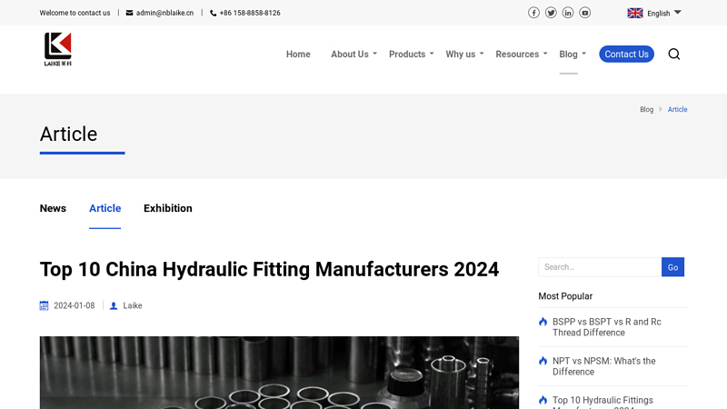 Image of Top 10 China Hydraulic Fitting Manufacturers 2024